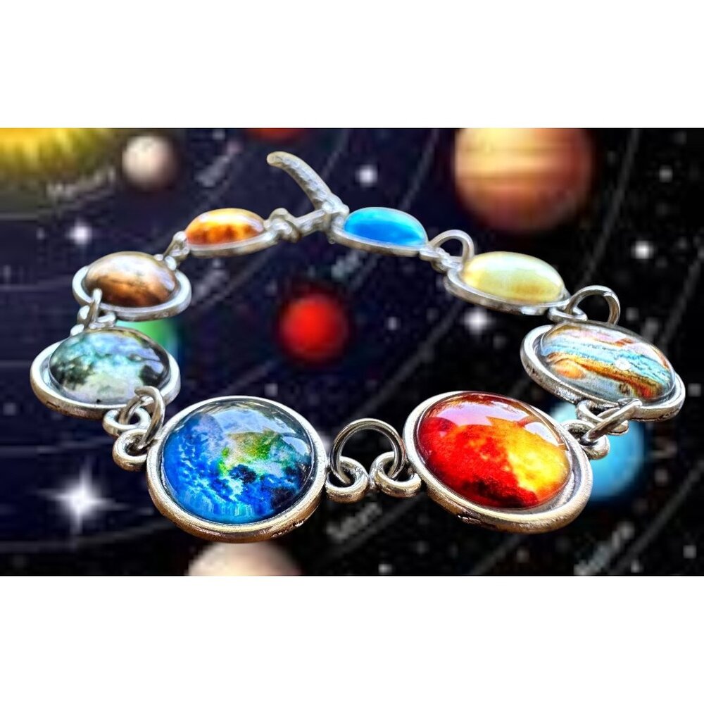 Solar System Bracelet New Planets Earth Universe Moon Sky Lobster Hook Closure
